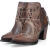 imageCuadra Womens Bootie in Genuine Leather with Embroidery and Zipper Brown 3F48RS Size 7