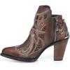 imageCuadra Womens Bootie in Genuine Leather with Embroidery and Zipper Brown 3F48RS Size 7
