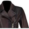 imageCuadra Womens Leather Jacket Brown Lambskin with Quilted Details Asymmetric Zip FrontBrown