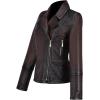 imageCuadra Womens Leather Jacket Brown Lambskin with Quilted Details Asymmetric Zip FrontBrown