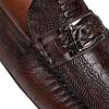 imageFRANCO CUADRA Exotic Brown Leather Driver Loafers Ostrich Leg and Bovine Leather Monogram HardwareBrown
