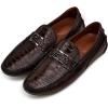 imageFRANCO CUADRA Exotic Brown Leather Driver Loafers Ostrich Leg and Bovine Leather Monogram HardwareBrown