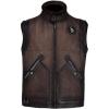 imageCuadra Dark Brown Leather Vest Fur Collar Zip Front Reflective PocketsBrown