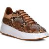 imageFRANCO CUADRA Snake Print Leather Sneakers Platform Sole Brown and Beige Casual FashionBrown