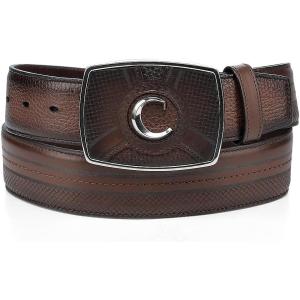 imageCUADRA Mens Belt in Deer Leather LaserEngraved ampamp Monogrammed Brown CV503VE