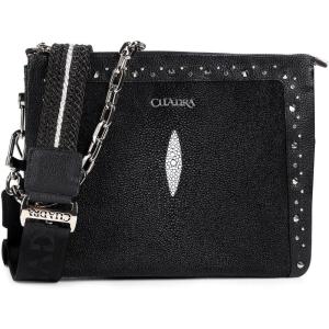 imageCUADRA Womens Shoulder Bag in Stingray Leather with Crystals Black BOD1YMABlack