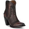 imageCuadra Womens Western Ankle Booties Brown Leather Embroidered Design 32inch HeelBrown