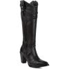 imageCuadra Womens Western Knee High Boots Python and LeatherBlack