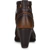 imageCuadra Womens Leather Ankle Bootie Brown Perforated Design 32Inch Cuban Heel Side ZipBrown