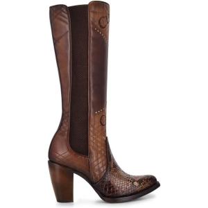 imageCuadra Womens Boot in Genuine Python Leather and Bovine Leather 3F66PHBrown