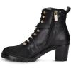 imageFRANCO CUADRA Black Leather Ankle Booties Stingray Pattern 32inch Cuban Heel Laceup DesignBlack