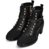 imageFRANCO CUADRA Black Leather Ankle Booties Stingray Pattern 32inch Cuban Heel Laceup DesignBlack