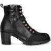 imageFRANCO CUADRA Black Leather Ankle Booties Stingray Pattern 32inch Cuban Heel Laceup DesignBlack