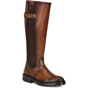 imageFRANCO CUADRA Womens KneeHigh Leather Boots Honey Brown Cuban Heel Riding StyleBrown