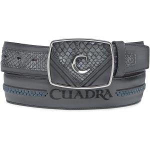 imageCUADRA  Mens Cowboy Belt Genuine Python ampamp Bovine Leather with Metal Buckle CV507PH Black