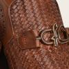 imageFRANCO CUADRA Mens Woven Leather Moccasin Loafers Honey Brown SlipOn with Metal MonogramBrown