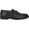 imageFRANCO CUADRA Mens Woven Leather Loafers Black Formal SlipOn Moccasins with MonogramBlack