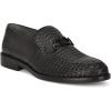 imageFRANCO CUADRA Mens Woven Leather Loafers Black Formal SlipOn Moccasins with MonogramBlack