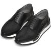 imageFRANCO CUADRA Mens Black Leather Fashion Sneakers Low Top Platform Sole LaceUpBlack
