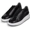imageFRANCO CUADRA Python Black Leather Sneakers Platform Fashion Sneakers for Women Low Top LaceUp 212 inch PlatformBlack