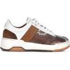 imageFRANCO CUADRA Womens Python Leather Sneakers White and Brown Low Top Fashion Casual ShoesBrown