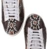 imageFRANCO CUADRA Womens Python Leather Sneakers White and Brown Low Top Fashion Casual ShoesBrown