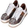 imageFRANCO CUADRA Womens Python Leather Sneakers White and Brown Low Top Fashion Casual ShoesBrown