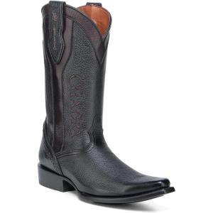 imageCUADRA Deer Leather Western Cowboy Boots Black with Embroidery Leather Sole 1B2TVEBlack