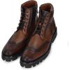 imageFRANCO CUADRA Urban Bostonian Boots Honey Brown Leather Wingtip Brogue Laceup with Side ZipHoney