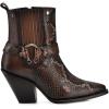 imageCuadra Womens Python Leather Ankle Booties Brown Exotic 32inch Cuban Heel Side ZipBrown