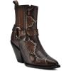 imageCuadra Womens Python Leather Ankle Booties Brown Exotic 32inch Cuban Heel Side ZipBrown
