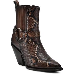 imageCuadra Womens Python Leather Ankle Booties Brown Exotic 32inch Cuban Heel Side ZipBrown