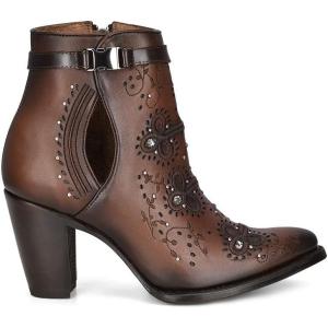 imageCuadra Western Ankle Bootie Brown Leather with Crystal Embellishments 32inch Cuban HeelBrown