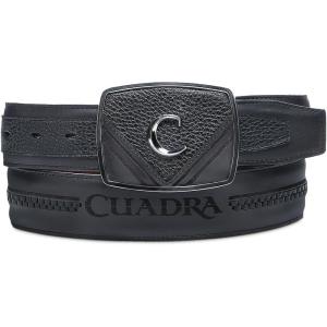 imageCuadra Men Leather Belt Deer Bovine Black BuckleBlack