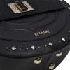 imageCuadra Stingray Leather Handbag Black SemiCircular Design with Studs Multiple Compartments Adjustable StrapBlack