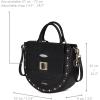 imageCuadra Stingray Leather Handbag Black SemiCircular Design with Studs Multiple Compartments Adjustable StrapBlack