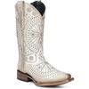 image:imageCuadra Womens White Leather Rodeo Boot with EmbroideryWhite