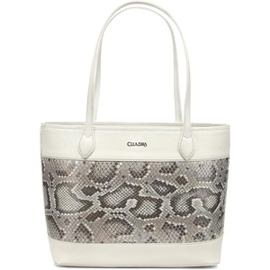 image:imageCuadra Tote bag in genuine python leather for women WhiteWhite