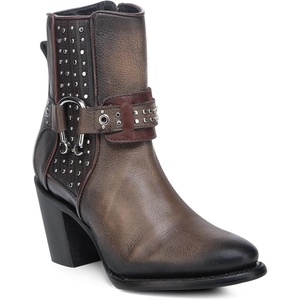 image:imageCuadra Womens Honey Leather Biker Style Bootie with StudsHoney