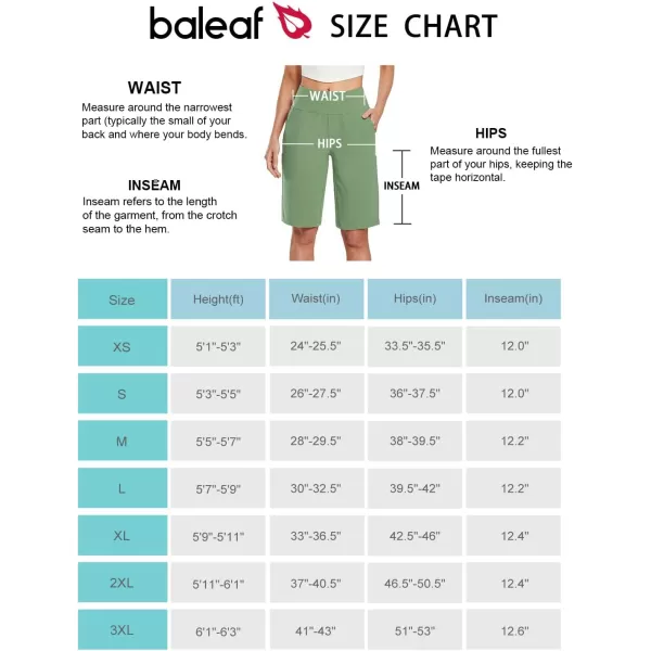 BALEAF 12 Bermuda Shorts for Women Knee Length Summer Long Shorts Cotton Casual Lounge AthleticLoden Frost