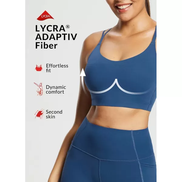 BALEAF Freeleaf Womens Sports Bra Longline Molded Cup Yoga Bra Thin Strap Low Impact Spaghetti Workout Crop Tank TopsGibraltar Sea