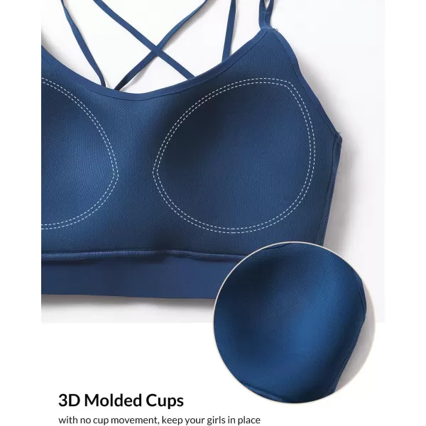BALEAF Freeleaf Womens Sports Bra Longline Molded Cup Yoga Bra Thin Strap Low Impact Spaghetti Workout Crop Tank TopsGibraltar Sea
