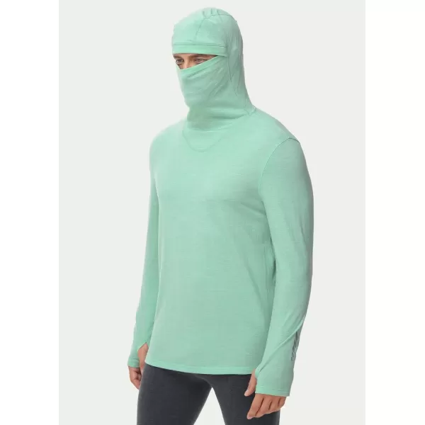 BALEAF Mens 100 Merino Wool Base Layer Thermal Underwear Warm Insulating Undershirts with Balaclava Ski SnowboardingGreenbalaclava