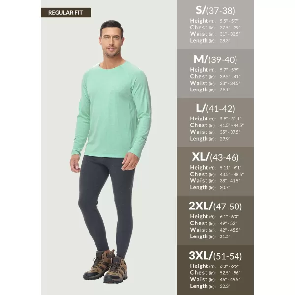 BALEAF Mens 100 Merino Wool Base Layer Thermal Underwear Warm Insulating Undershirts with Balaclava Ski SnowboardingGreencrewneck