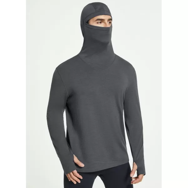 BALEAF Mens 100 Merino Wool Base Layer Thermal Underwear Warm Insulating Undershirts with Balaclava Ski SnowboardingGreybalaclava