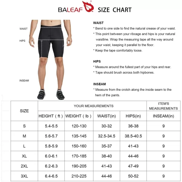 BALEAF Mens Padded Bike Shorts Cycling Tights Road Bicycle MTB Accessories Pockets UPF 50Classicblack