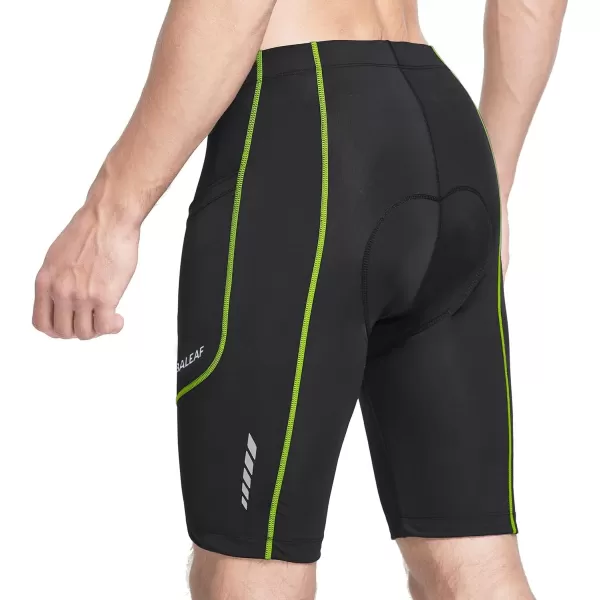 BALEAF Mens Padded Bike Shorts Cycling Tights Road Bicycle MTB Accessories Pockets UPF 50ClassicblackGreen