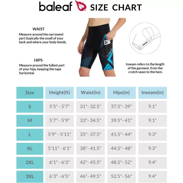 BALEAF Mens Padded Bike Shorts Cycling Tights Road Bicycle MTB Accessories Pockets UPF 50Printedblue