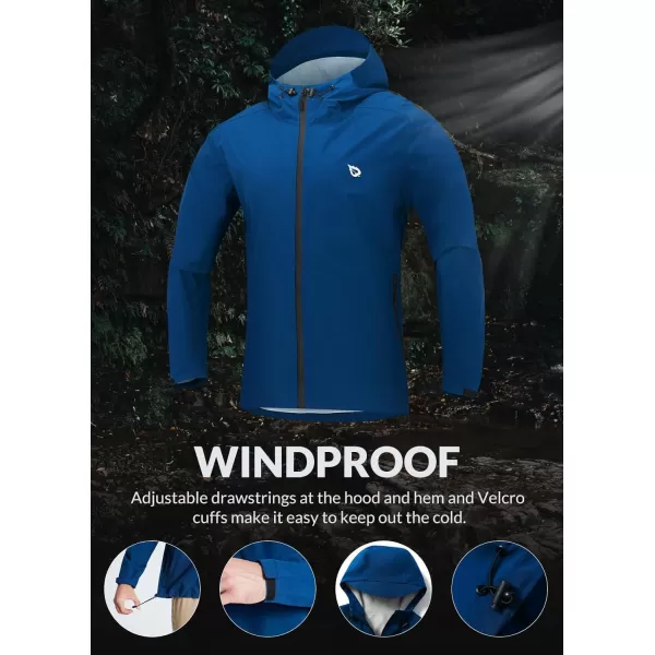 BALEAF Mens Rain Jacket Lightweight Packable Waterproof Rain Coat Breathable Windbreaker Hood Hiking Golf Travel OutdoorBlue