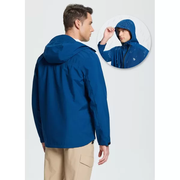 BALEAF Mens Rain Jacket Lightweight Packable Waterproof Rain Coat Breathable Windbreaker Hood Hiking Golf Travel OutdoorBlue